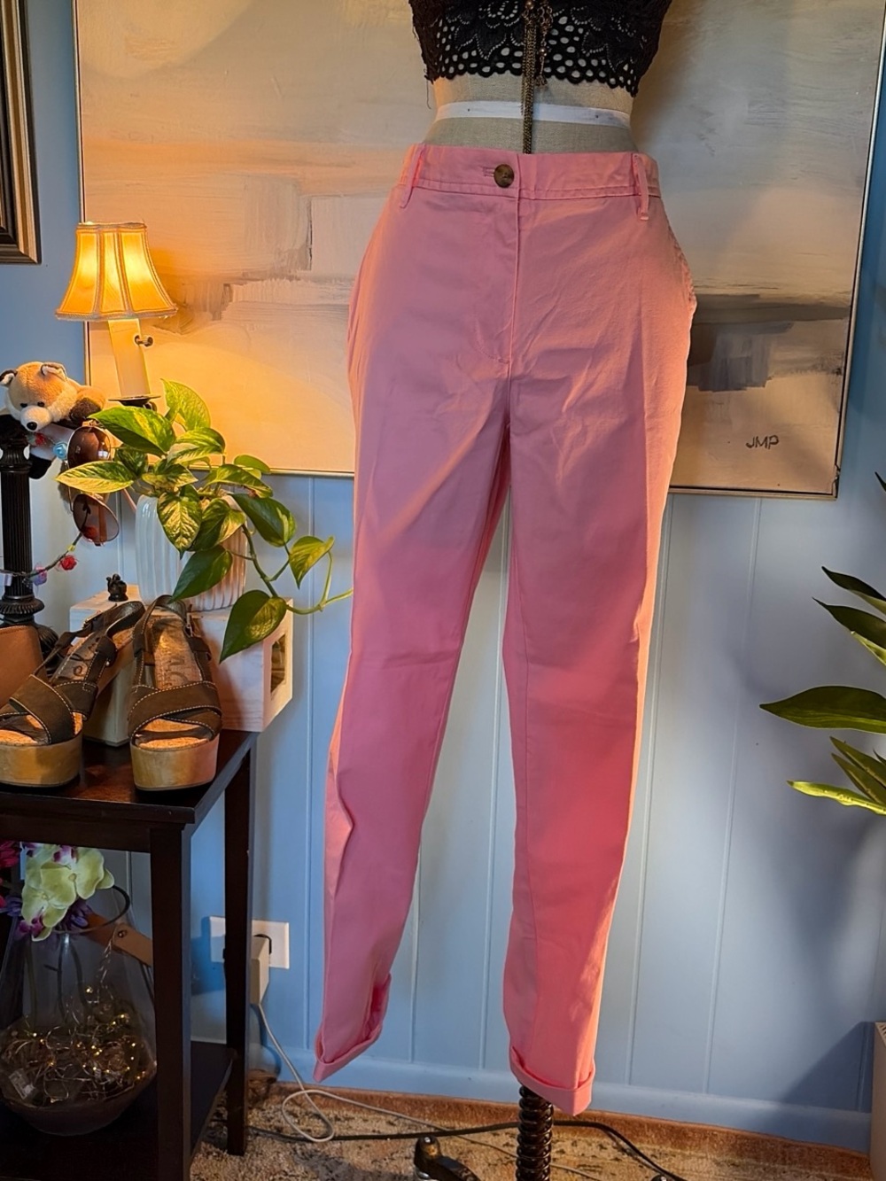 Talbots Coral Pink Cropped Straight-Leg Jeans
